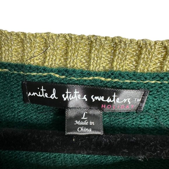 Ugly Christmas Sweater Holiday Tunic Sweater L Green Gold Sparkle Tree Women - Picture 4 of 8